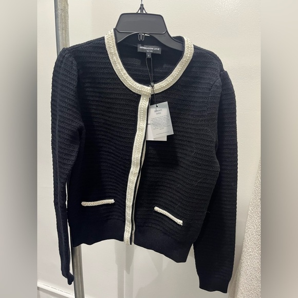 NWT Generation Love Leonora Beaded Knit Cardigan Sweater Black S - Picture 7 of 9